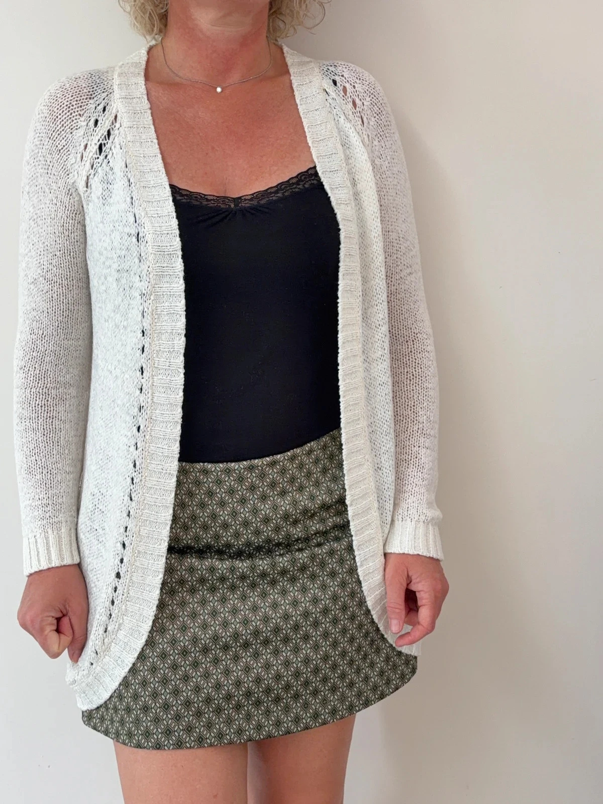 Gilet long Vila écru maille ajourée – Taille L – Excellent état